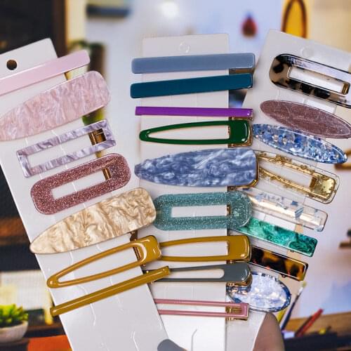 1Set Leopard Acetate Geometric Womens Hair Clips Pin For Women Fashion Barrettes Headwear Girls Sweet Hairpins Hair Accessories