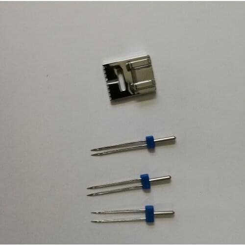 1pc x Groove Pintuck Foot With 3pcs 3 sizes Double Twin Needles for Brother Sewing