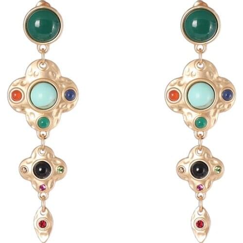 2021 Ins Matte Gold Resin Beads French Royal Piercing Earrings Trendy Korean Fashion Women Chic Party Jewelry