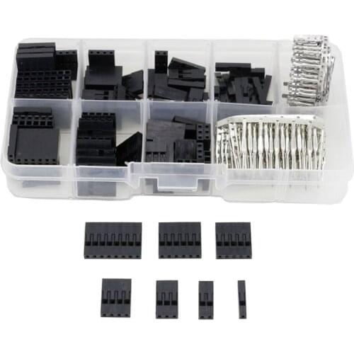 310 Pcs Dupont 2.54mm Male Female Crimp Terminal 1/2/3/4/5/6/8pin Wire Jumper pin Header sockets Connector Housing kit 310pcs