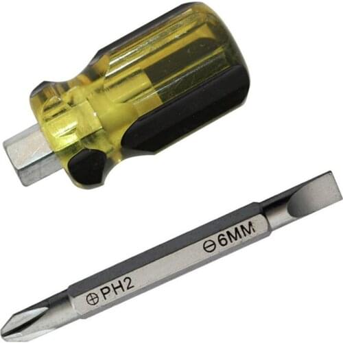 6mm Slotted PH2 Phillips Screwdriver Double Head Cross Slot Flat Screwdriver Short Handle Screw Driver Spanner Repair Tool