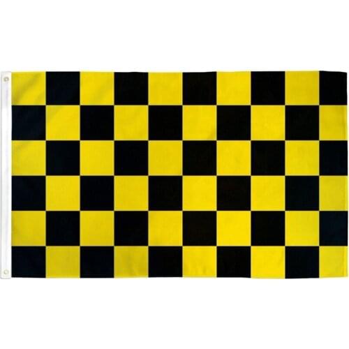 90x150cm Black and Yellow Check Flag Checkered Banner