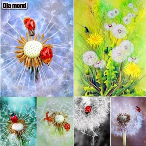 DIY 5D Diamond Painting Ladybug Full Square Drill Diamond Embroidery Dandelion Mosaic Art Picture of Rhinestones Home Decoration