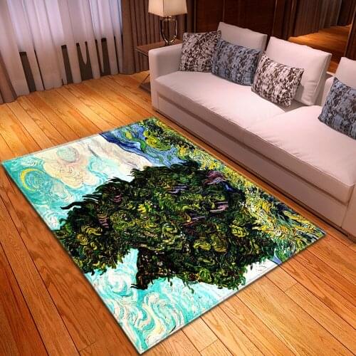 Colorful Painting Area Rugs Bedroom Anti-slip Art Tree Large Rug Carpet for Living Room Parlor Decor Floor Mat Home Decorative