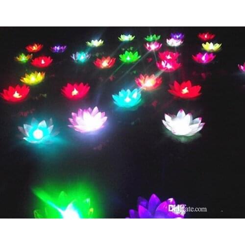 19cm LED Lotus flower lamp in Colorful Changed floating water Wishing Light Water Lanterns For wedding Party Decorations