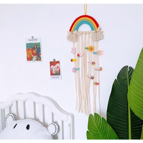 Rainbow hairpin hairpin holder home decoration wedding girl room ornaments hair accessories storage belt decoration wall hanging