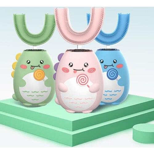 Childrens Electric Toothbrush 3speed Adjustment Automatic Intelligent Waterproof Kids Electric Toothbrush U-shaped Toothbrush