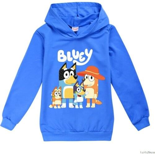 2020 bingo bluey Printed Children Hooded Sweatshirt Top Cotton Boys Girls casual Loose Thin Hoodie Clothes 3-16years