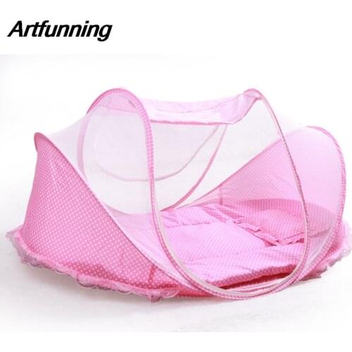 Artfunning Infant childrens mosquito net baby three-piece sleeping net bed portable folding with stand free shipping