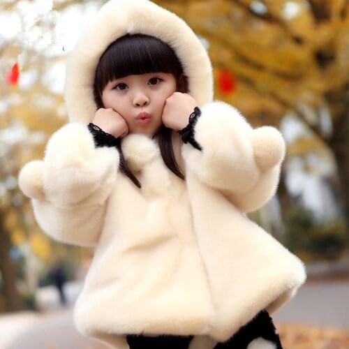 Children kids girl winter fake fur coat thickening warm girls baby coats jackets