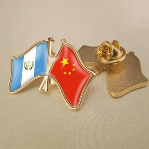 Guatemala and China Crossed/Double/Friendship Flags Lapel Pins/Brooch/Badges
