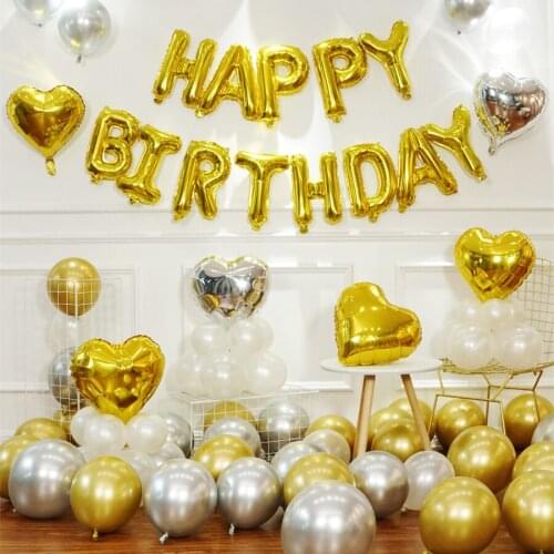 Chrome Gold Silver Pearl White Balloon Background Birthday Party Decoration Baby Boy Girl Party Anniversary Decoration