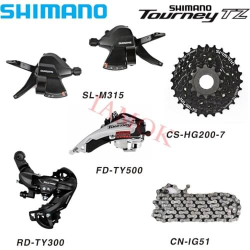 SHIMANO TOURNEY Mountain Bike 7 Speed Derailleur Kit SL-M315 Shifter Iamok FD-TY500 RD-TY300 Derailleurs Bicycle Parts