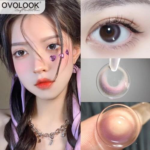 OVOLOOK-2pcs/Pair Lacrimal eyes Series Colored Contact Lenses 14.2mm Annually Soft Contact Lens Eye Color Cosmetic Makeup