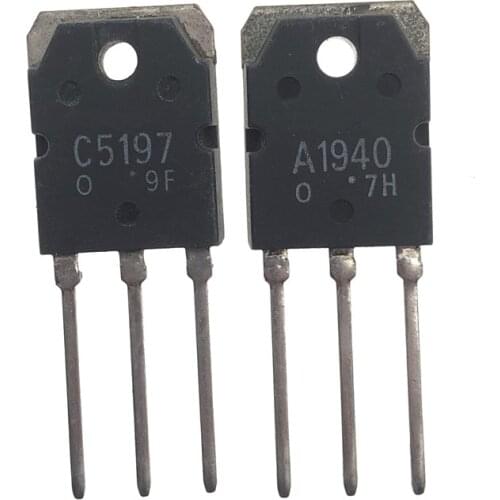 10Pairs 2SA1940 TO-3P A1940 + 2SC5197 C5197 TO3P 8A 120V Silicon POWER AMPLIFIER APPLICATIONS free delivery
