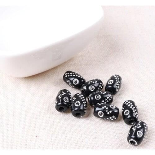 2018 New Black Silver Stripe Circle Round Cylinder Spacer Beads For Bracelet Necklace Jewelry Making DIY 13x8mm 100pcs/lot AL4