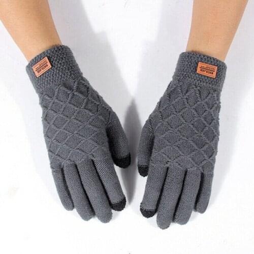 2021 Hot-Selling MenS Fashion Winter Thickened Warmth And Windproof Gloves Real Sheepskin Knitted Gloves For Driving Cycling