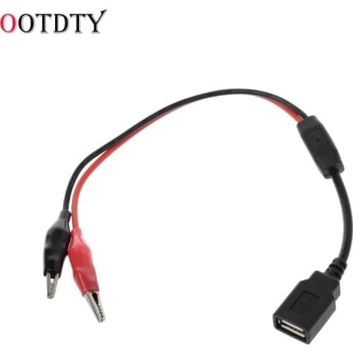 OOTDTY Copper Alligator Clips with Wire Female USB Connector Test Leads Crocodile Clamp