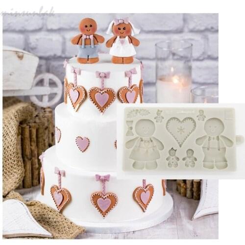 Minsunbak Christmas Gingerbread Silicone Mold Snowman Love Fondant Cake Decorating Tool Chocolate Gumpaste Mould Sugarcraft