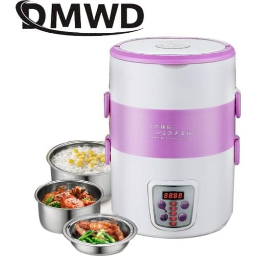 Multifunction electric Rice Cooker smart Appointment 3 Layers mini stainless steel heating cook lunch box Container Steamer 220V