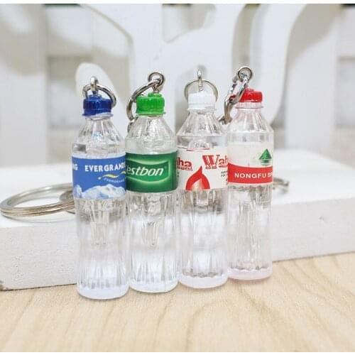 Fashion Mineral Water Drink Bottle Handmade Resin Charms Keychain Men Key Ring Chain Jewelry Women Bag Car Trinket Gift Souvenir