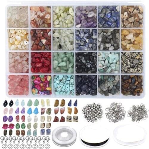 Irregular Gemstone Bead Kit with Spacer Beads, Lobster Clasp, Elastic Jump Ring, for DIY Jewelry Making Supplies