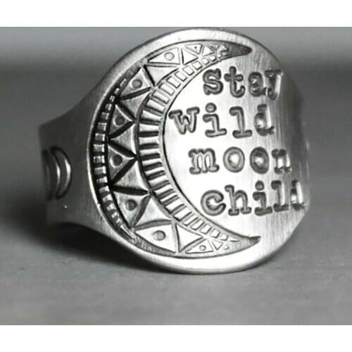 Disc Carving Moon Pattern Carving Son of The Moon Letter Ring Couple Wedding Rings Wedding Ring Set