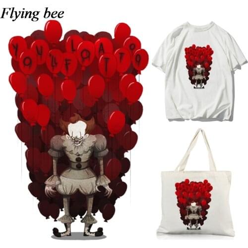 Flyingbee Clown DIY Heat Transfer Patches Clothes Stickers T-shirt Decoration Patches Heat Press Appliques X0658