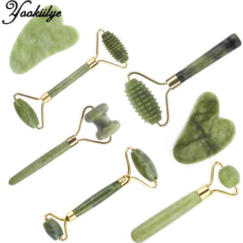 Natural Xiuyu Double Heads Jade Roller Guasha Board Scraper Massager Facial Jade Roller Set Eyes Face-lift Massage Neck Thin
