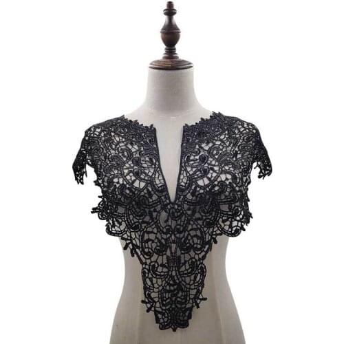 New Off Embroidery Big Flowers Lace Neckline Fabric DIY Collar Lace Fabrics for Sewing Supplies Crafts