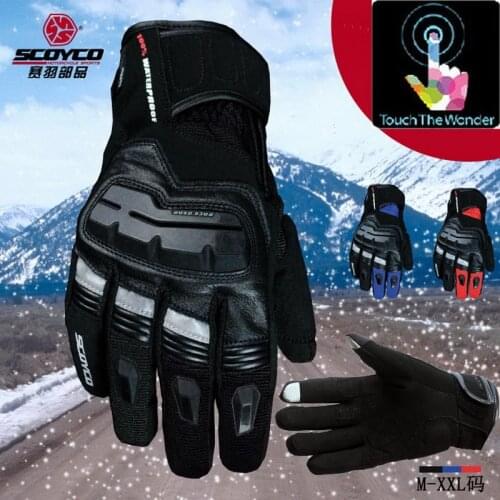 SCOYCO MC17B Motorcycle gloves ,warm /waterproof/ touch night reflective full finger Off-road racing motorbike Glove M L XL XXL