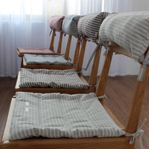 2pcs Japanese Style Cotton Linen Stripe Cushion Office Dining Chair Mat Cushions Thick Tatami Cushion 40*40cm Home Textile