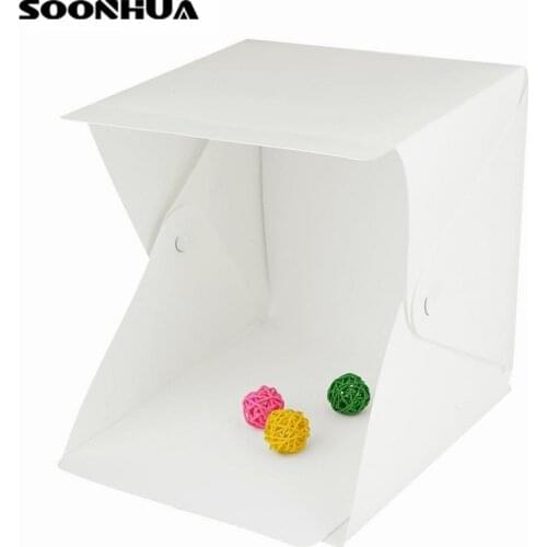 SOONHUA Portable Folding Lightbox Photography Studio LED Light Soft Photo Box Tent Kit for Phone DSLR Camera Photo Background