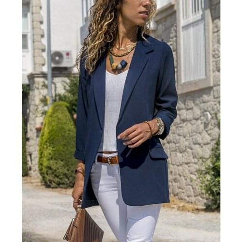 Casual Women Slim Suit Blazer Jacket Coat Fashion Black Red Blue Long Sleeve Business Office Ladies New 2020 Autumn Outwear Tops