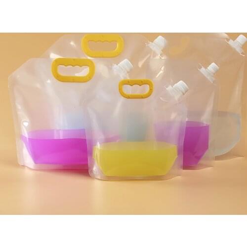 10PCS Doypack Transparent Stand Up Beverage Plastic Package Spout Pouch With Handle 1500 2500ml 5L