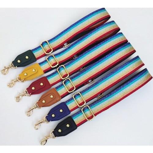 Rainbow Bag Strap Women Shoulder Crossbody Bag Belt Adjustable Wide Long Strap Bag Accessories Female Messenger Bag Strap 130cm