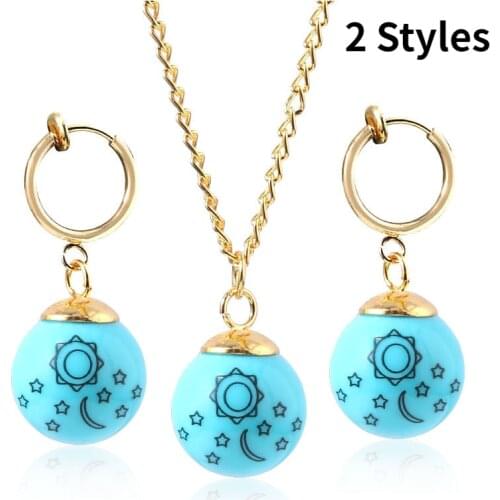 The Seven Deadly Sins Elizabeth Same Necklace Sun Star Moon Earrings Ear Clamp Pendant jewelry choker necklace for woman