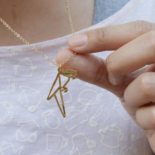 Trendy Gold Color Silver Color Parrot Necklace Women Origami Statement Necklace Geometric Bird Kolye Cs Go Collares