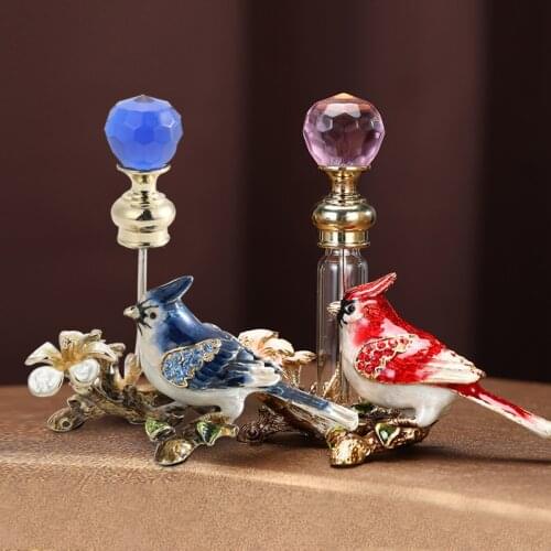 Vintage Metal Bird Glass Empty Perfume Bottle Container 4ml Refillable Bottles Home Decor Ornaments Crafts Ladies Gift