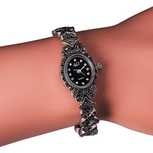 Ladies Black Vintage Bracelet Watch, Womens Watches for Small Wrists, Girls Quartz Watch