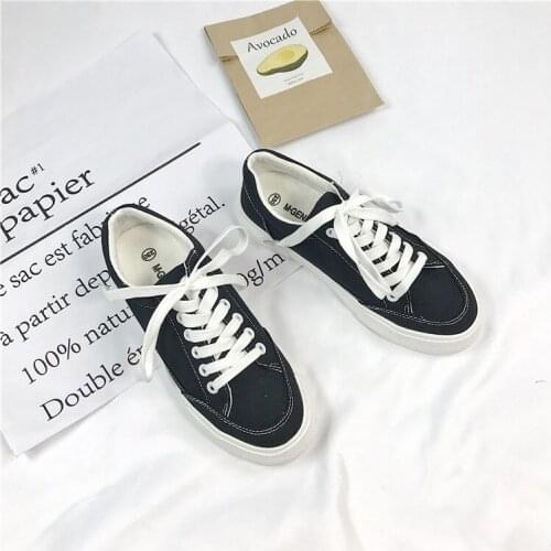 XEK Female sneakers New 2019 Fashionable Womens shoes with lace Color is black, white Plain Casual Canvas Shoes YYJ26
