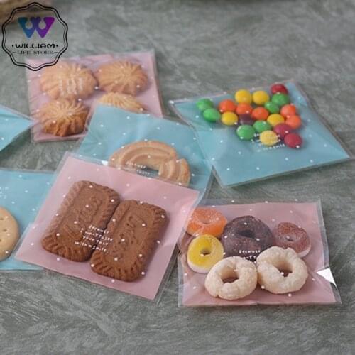 100pcs/lot Cookie Baking Gift Candy Bag Fresh Dots Moon Cakes Korean Pastry Packaging Bags Self Adhesive Biscuit Pouch 10*10cm