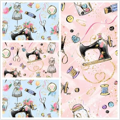 45*110cm Plain Digital Cotton Fabric Nordic Sewing Machine Fabric Diy Dress Fabric Pure CottonTextile Tecido Tissue Patchwork