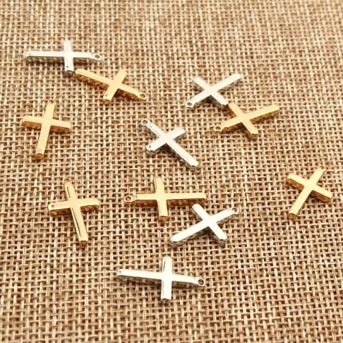 5pcs Simple Cross Necklace Pendant Charms Women Trendy Earrings Jewellery Findings For Bracelet Eardrops Small Accessories