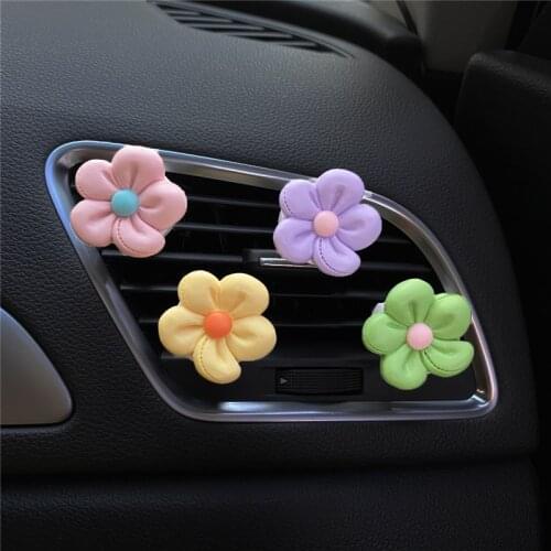 Lovely candy color flowers car perfume clip ladys vent perfume five petals car interior accessories