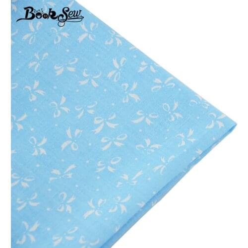 Booksew 100% Cotton Plain Fabric Bowknot DesignSewing Crafts Doll DIY Patchwork Crafts Blue Cloth Quilting Fat Quarter Textile