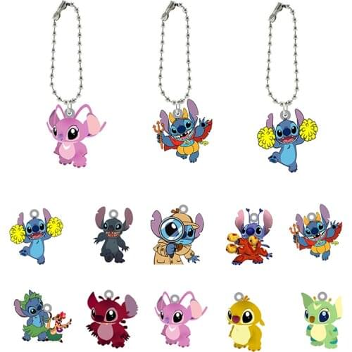 Disney Star Baby Keychain Epoxy Heat Shrink Small Jewelry Fashion Stitch And Little Girl Resin Keychain For Friends