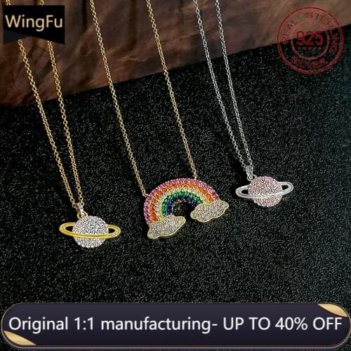 Fashion women s925 sterling silver planet pendant rainbow pendant golden necklace adjustable luxury brand monaco jewelry gift
