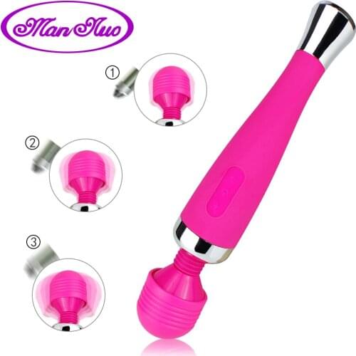 COCOLILI Adjustable AV Wand Massager USB Charging Handle Dildo Vibrator Clitoris Nipple Stimulator Adult Sex Toys for Women