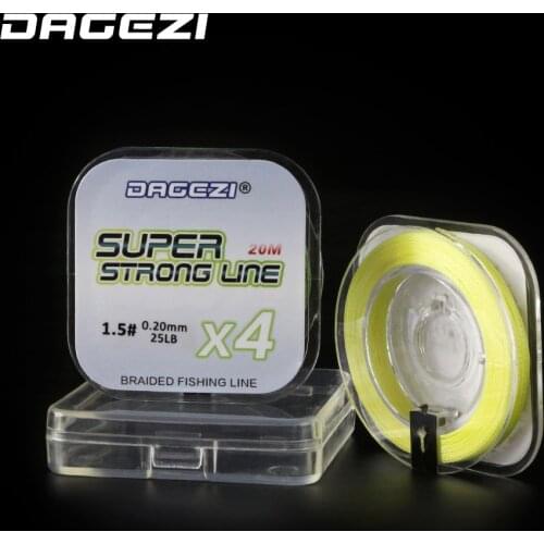 DAGEZI Super Strong PE Braided Fishing Lines 4 strand Leader fishing line 20M Multifilament Fishing Line